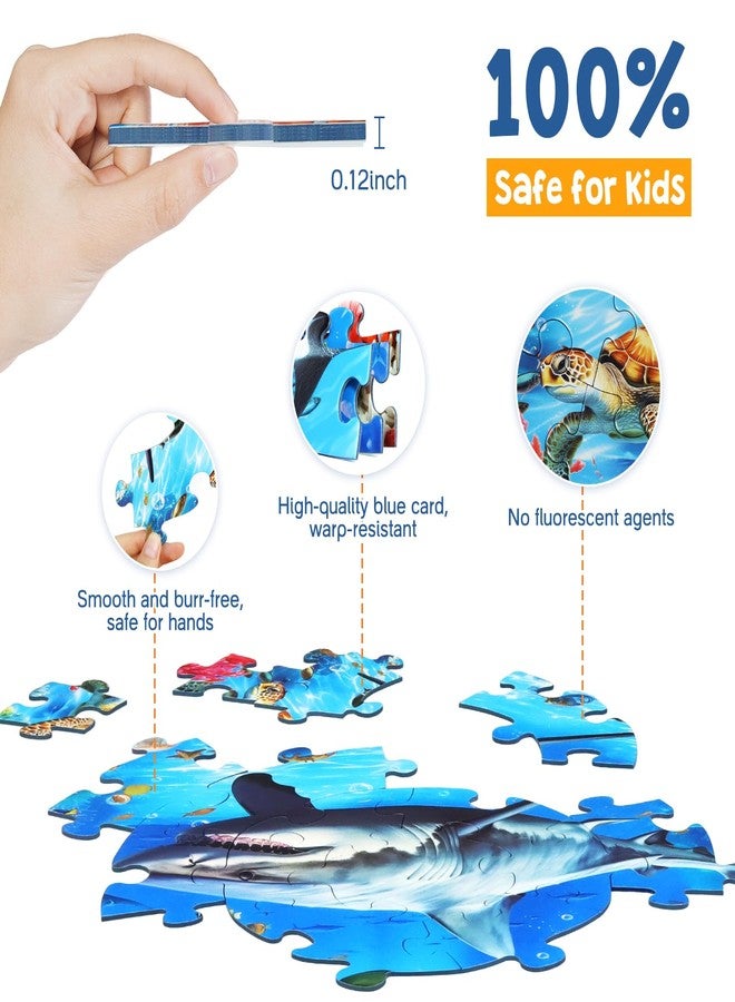 DIGOBAY Underwater Ocean Floor Puzzle for Kids Ages 4-6, Shark Toys for Boys Girls, 70 Pieces Large Jigsaw Shark Puzzles for Kids Ages 3-8, Educational Ocean Animals Toys for Birthday Christmas - Image 5
